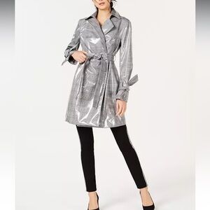 INC International Concepts Black and White Plaid Coat